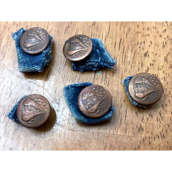 Other - 5 RAILROAD TRAINS Stud Overall Work Button 5/8" Inch Engineer Rivets PRR